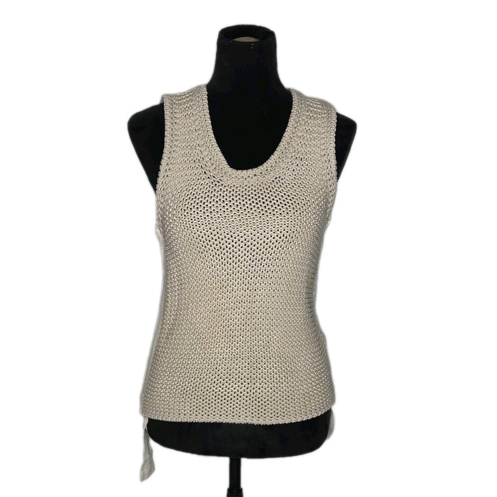 Chloé Beige Clair Knit Sleeveless Top Italy Silk Cotton Tank Size S